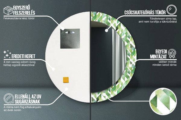 Kerek tükör fali dísz halszálkás