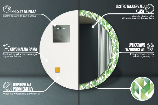 Kerek tükör fali dísz halszálkás