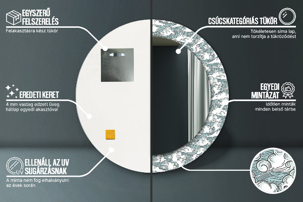 Kerek tükör díszítéssel Felhők