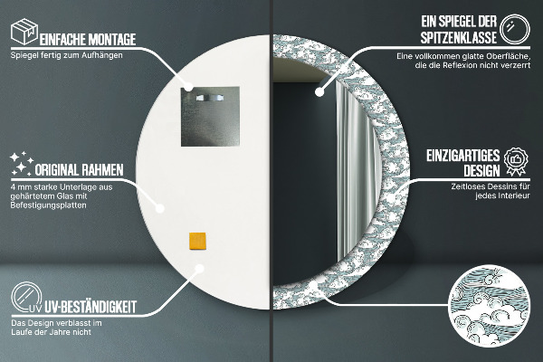 Kerek tükör díszítéssel Felhők