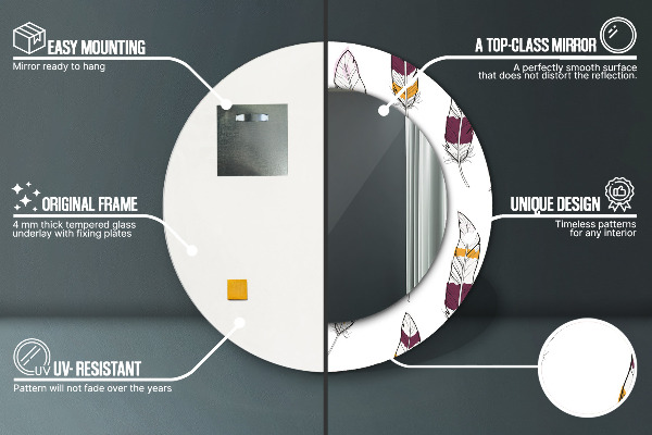 Kerek tükör nyomtatott kerettel Tollak