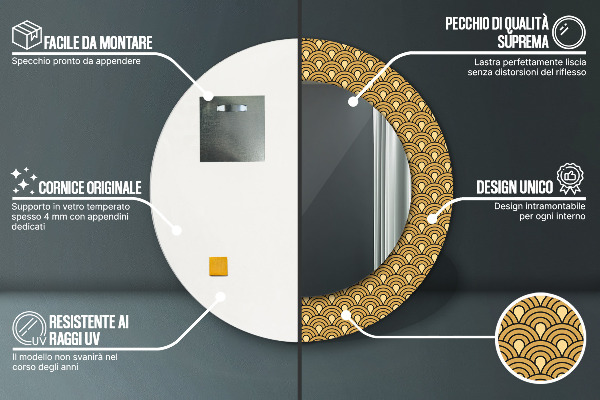 Kerek dísztükör Deco vintage