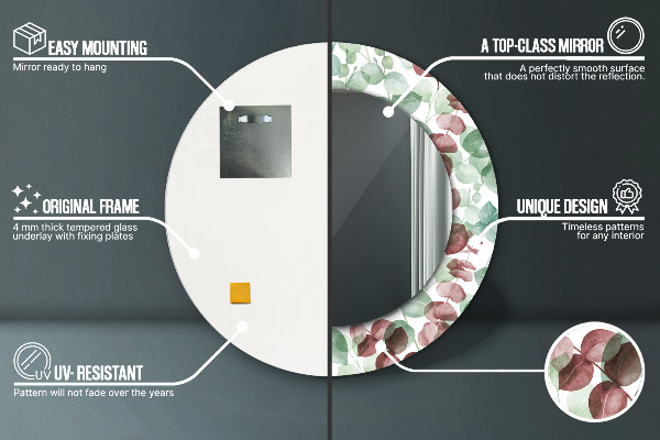 Kerek díszes tükör Eukaliptusz