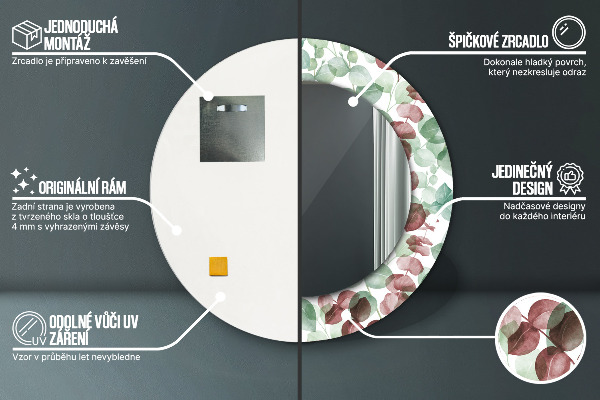 Kerek díszes tükör Eukaliptusz