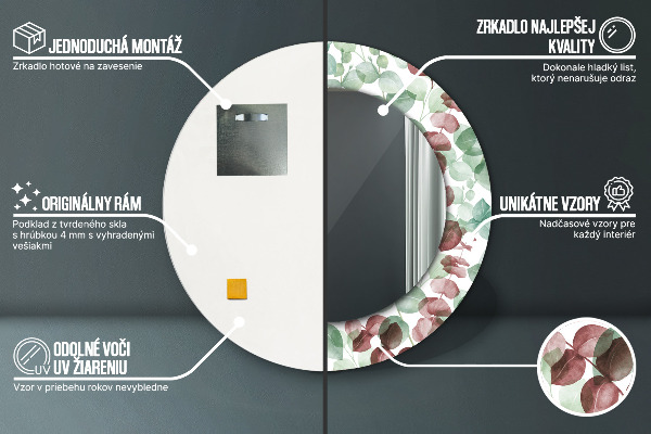 Kerek díszes tükör Eukaliptusz