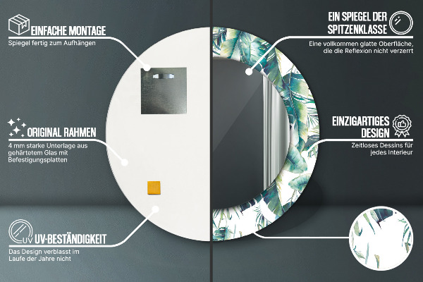 Kerek tükör fali dísz Levelek