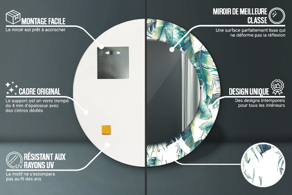 Kerek tükör fali dísz Levelek