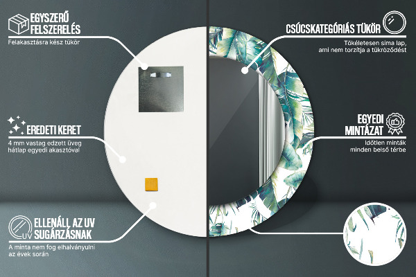 Kerek tükör fali dísz Levelek