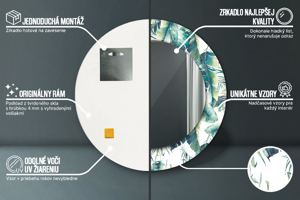 Kerek tükör fali dísz Levelek