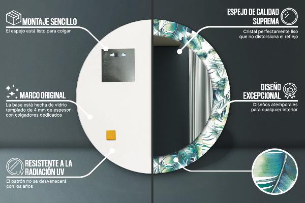 Kerek tükör fali dísz Levelek