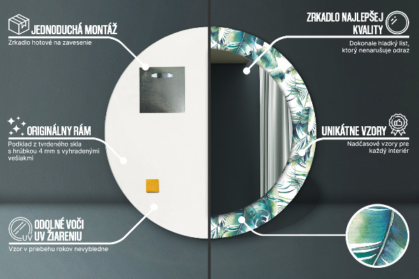 Kerek tükör fali dísz Levelek