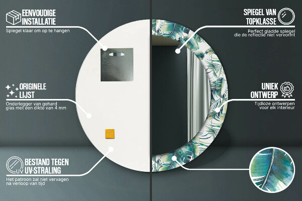 Kerek tükör fali dísz Levelek