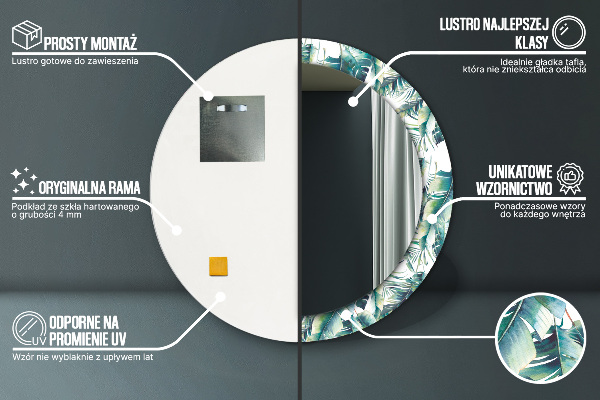 Kerek tükör fali dísz Levelek