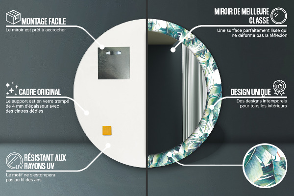 Kerek tükör fali dísz Levelek