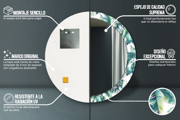 Kerek tükör fali dísz Levelek