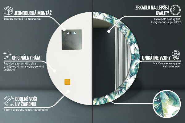 Kerek tükör fali dísz Levelek