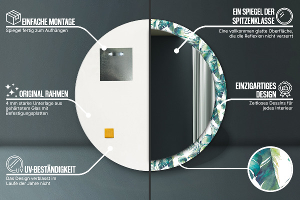 Kerek tükör fali dísz Levelek