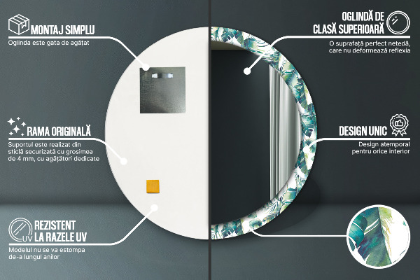 Kerek tükör fali dísz Levelek