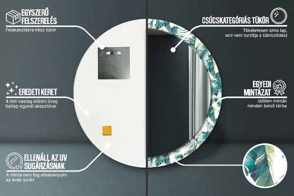 Kerek tükör fali dísz Levelek