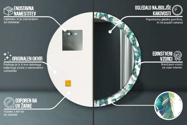 Kerek tükör fali dísz Levelek