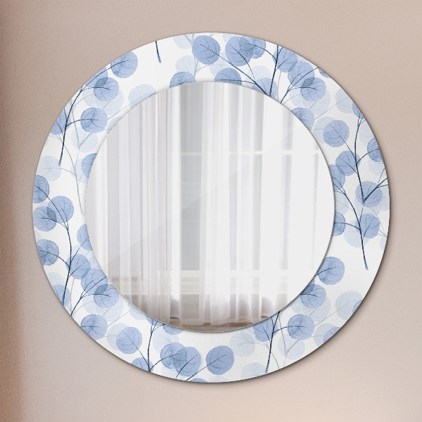 Kerek tükör keret nyomtatással Ágak levelei