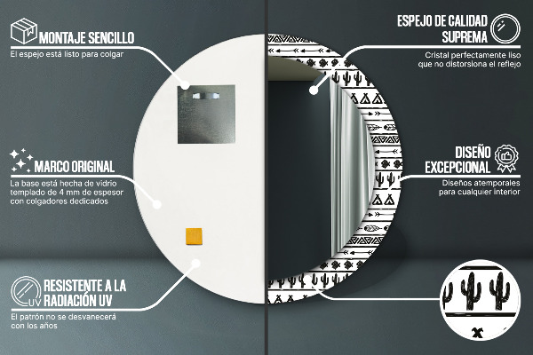 Kerek dísztükör Boho minimalista