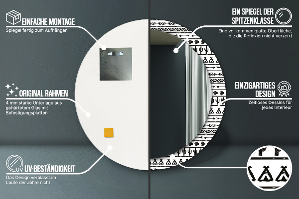 Kerek dísztükör Boho minimalista