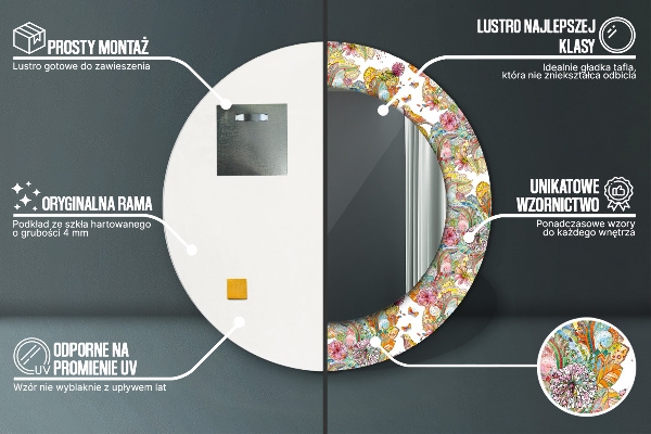 Kerek tükör keret nyomtatással Egy álom egy mesebeli földről