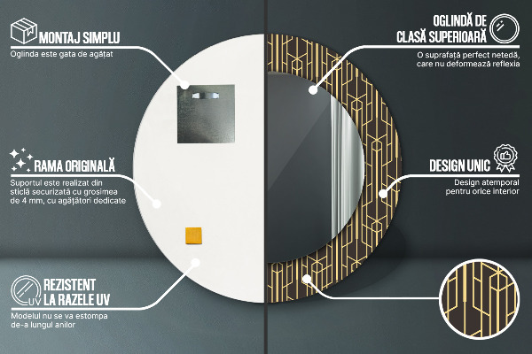 Kerek tükör nyomtatott kerettel Absztrakt