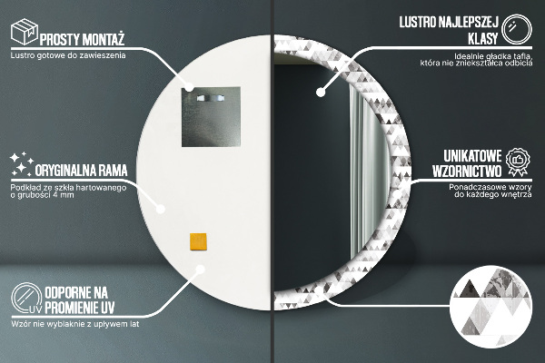 Kerek dísztükör Szivárvány háromszög