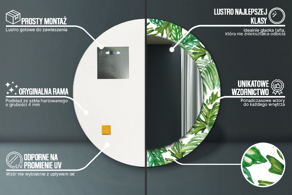 Kerek tükör fali dísz Dzsungel levelei