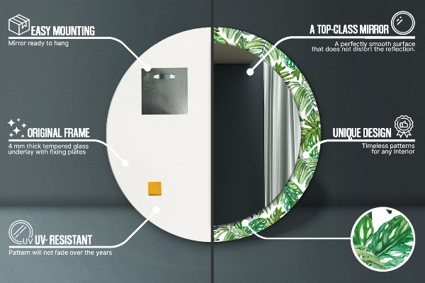 Kerek tükör fali dísz Dzsungel levelei