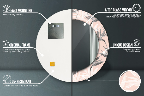 Kerek tükör díszítéssel A madarak paradicsoma