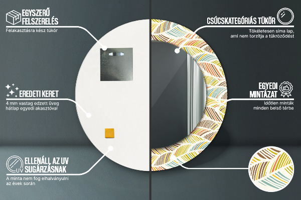 Kerek tükör keret nyomtatással Absztrakt