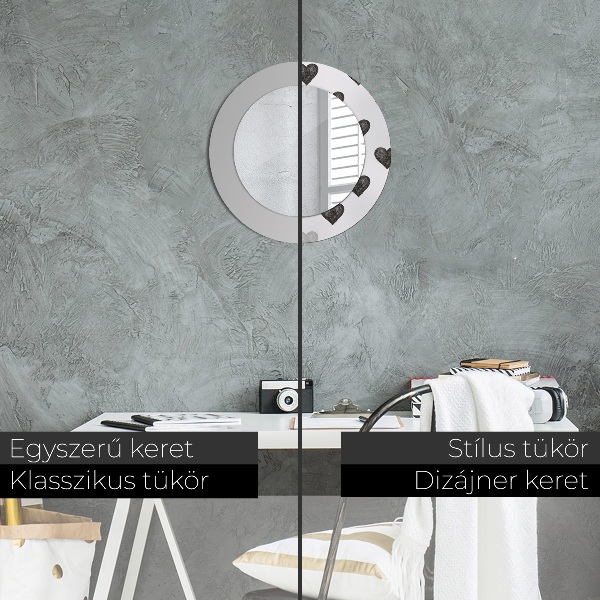 Kerek dísztükör Absztrakt szívek