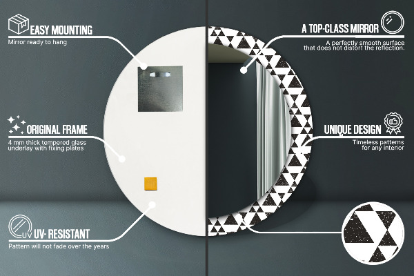 Kerek tükör díszítéssel Háromszögek geometriája