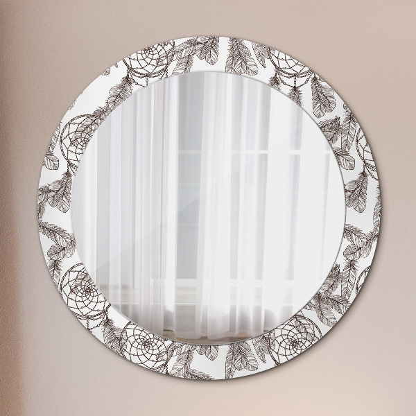 Kerek tükör nyomtatott kerettel Álomfogó tollak