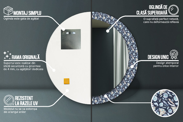 Kerek díszes tükör Boho minta