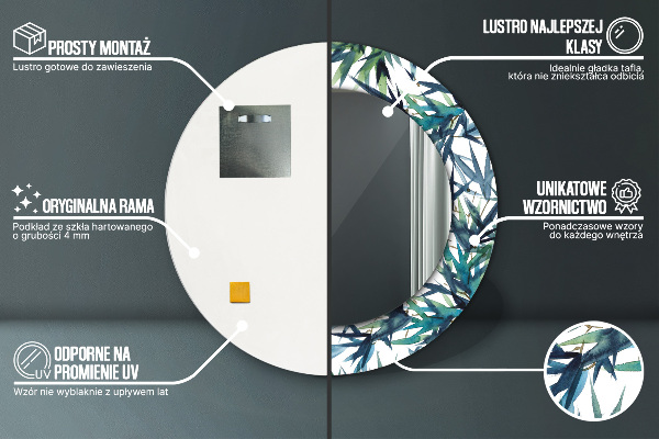 Kerek tükör díszítéssel Kék pálmafák