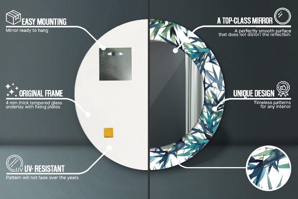 Kerek tükör díszítéssel Kék pálmafák