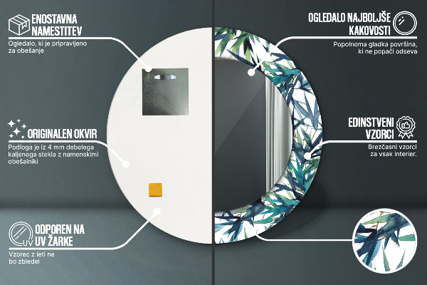 Kerek tükör díszítéssel Kék pálmafák