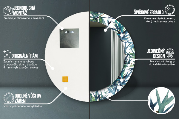 Kerek tükör díszítéssel Kék pálmafák