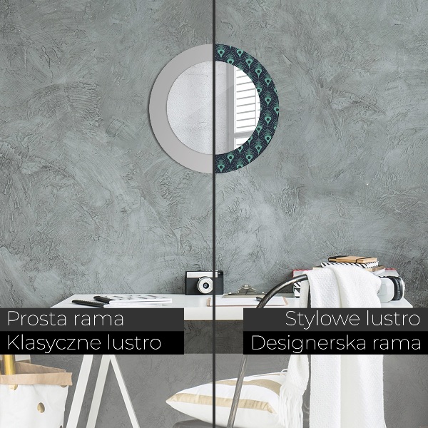 Kerek tükör nyomtatott kerettel Virágos minta