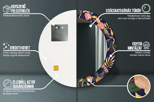 Kerek tükör fali dísz Akvarell növények