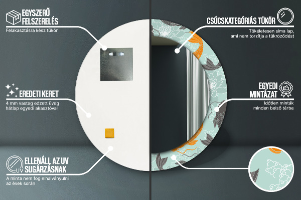 Kerek díszes tükör Kínai ponty