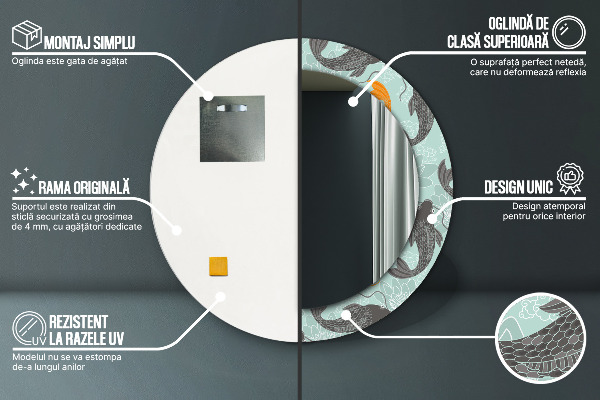 Kerek díszes tükör Kínai ponty