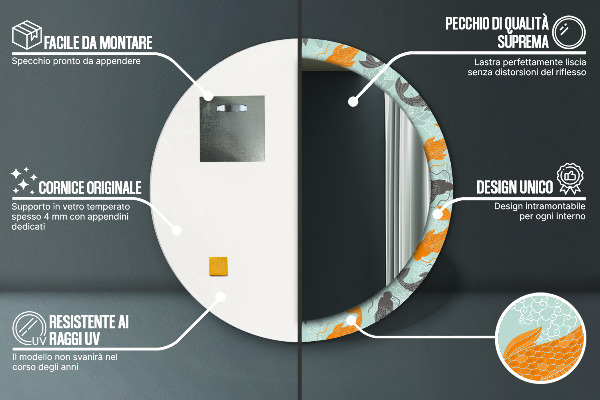 Kerek díszes tükör Kínai ponty