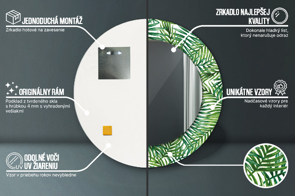 Kerek tükör díszítéssel Trópusi pálmafa