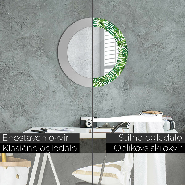 Kerek tükör díszítéssel Trópusi pálmafa