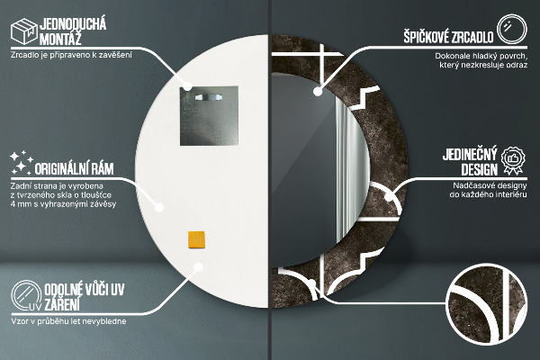 Kerek díszes tükör Antik csempe